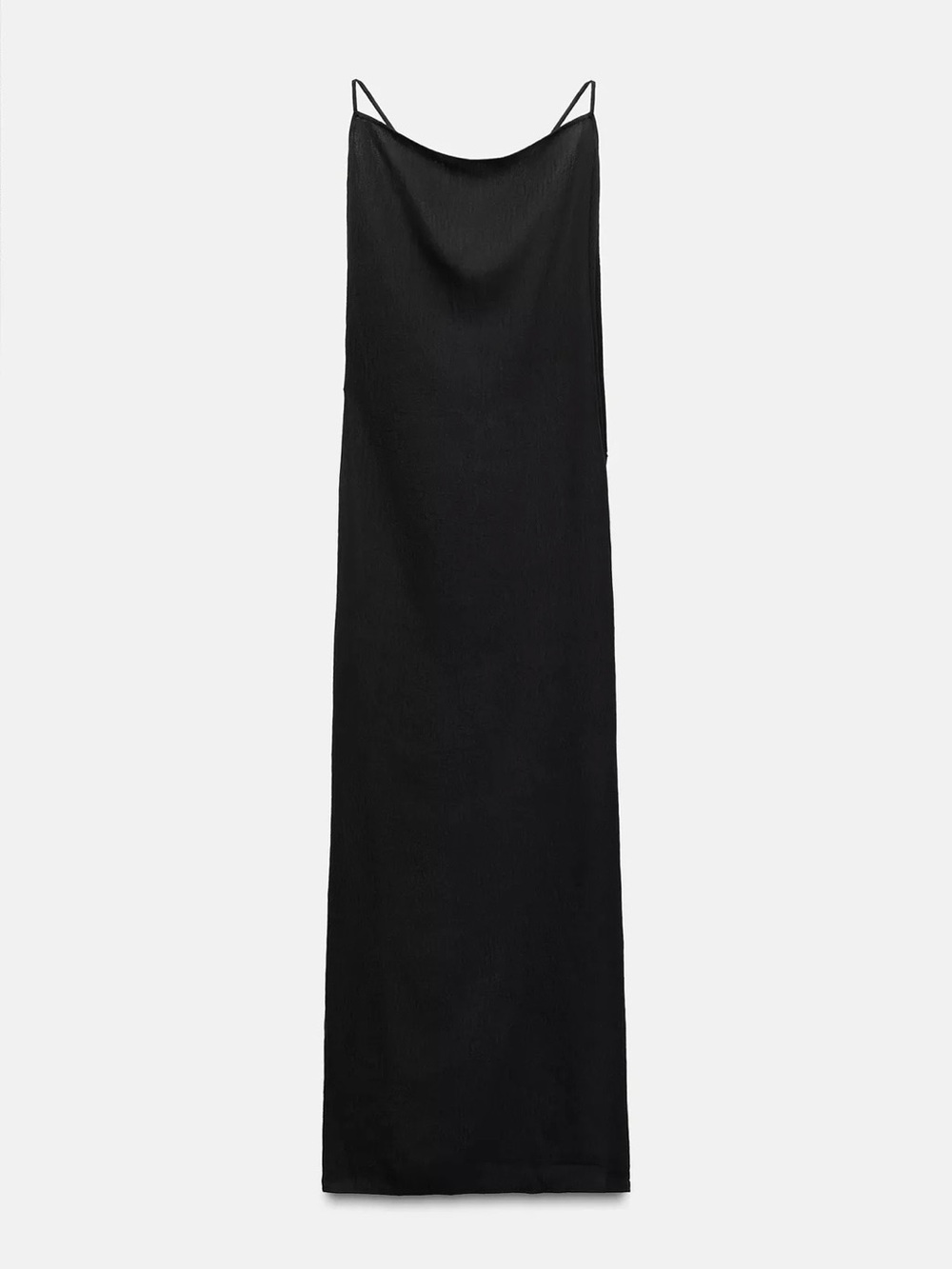 Zara Black Slip Maxi Dress with Cowl Neck